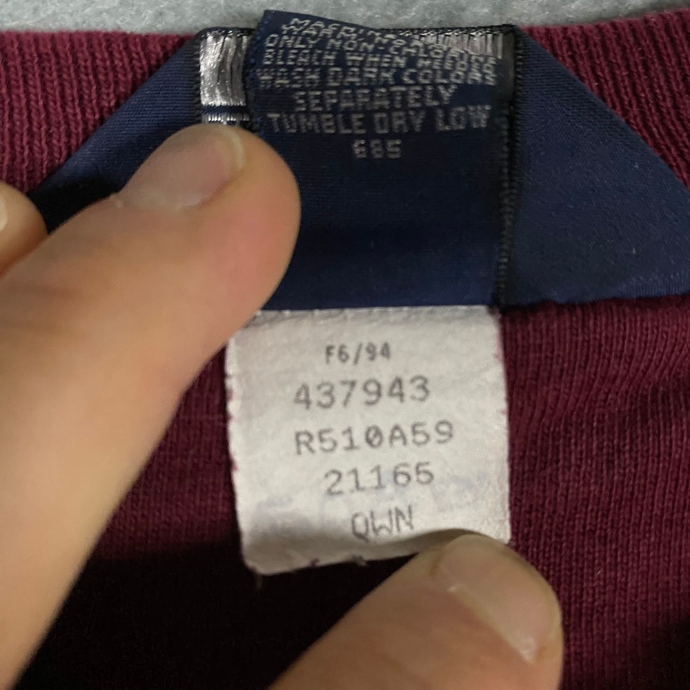 Vintage Lands End Sweatshirt Mens XL Maroon Fleece Pullover Crewneck Made USA - Picture 9 of 9